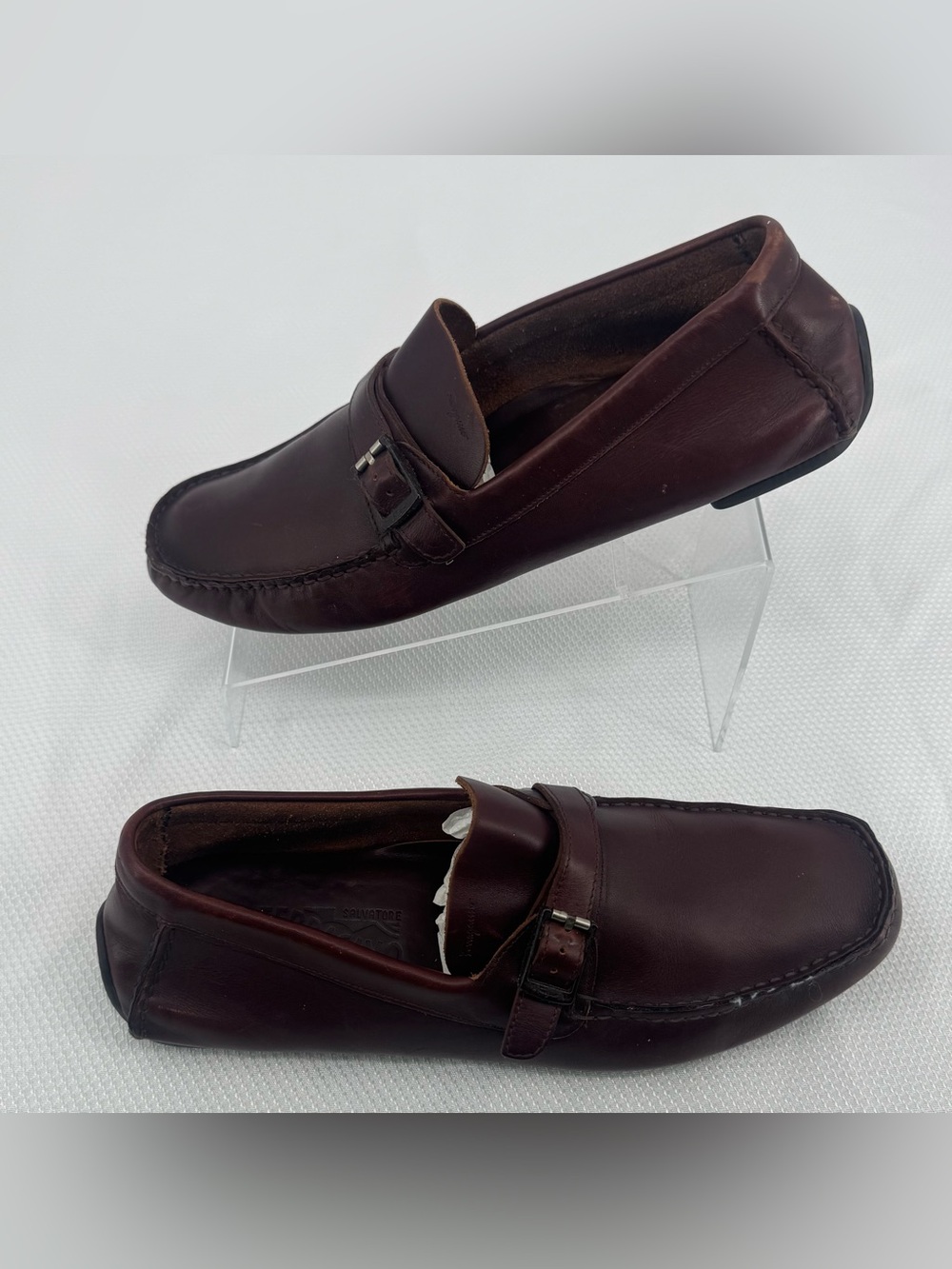 Salvatore Ferragamo Men's Dark Brown Leather Slip-On Loafers Size 10